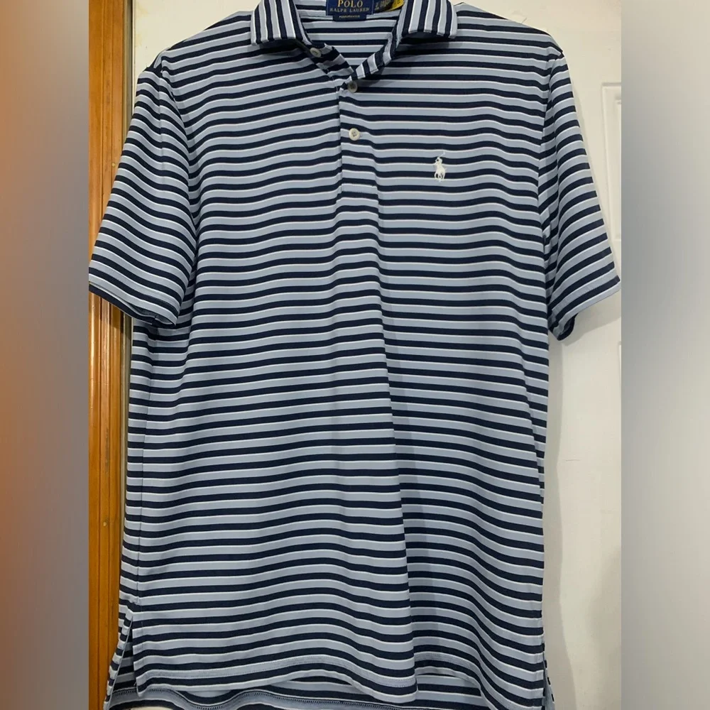 Polo Ralph Lauren Men’s Navy & White Striped Polo Shirt